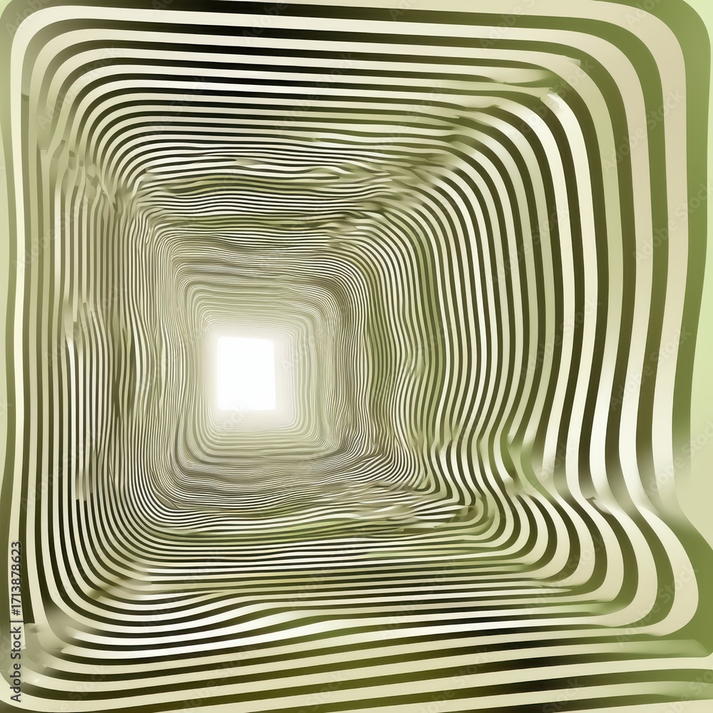 Aufkleber abstract green tunnel with flowing lines creating a sense of depth and movement.