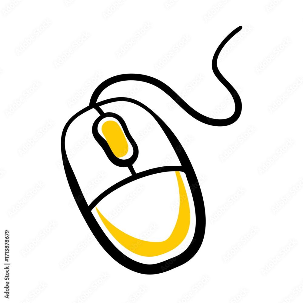 Poster computer mouse with wire icon for web and graphic design