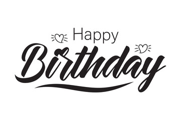 HAPPY BIRTHDAY black brush calligraphy banner on white background