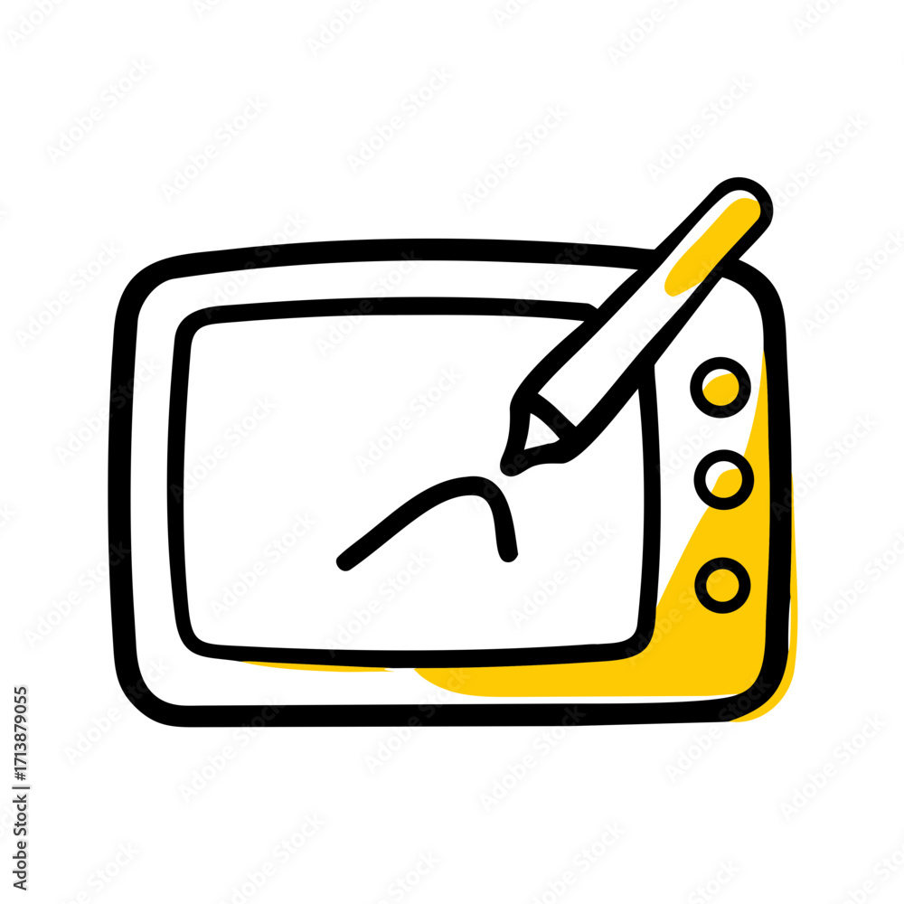 Poster digital tablet with stylus icon for web and graphic design