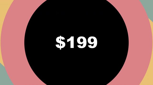 Explore a visually striking graphic presenting a price of $199 amidst a modern art backdrop.
