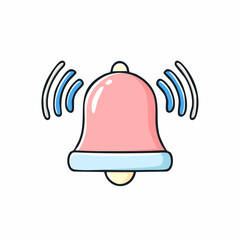 Quirky doodle vector illustration of a ringing notification bell icon. Colorful cartoon alert symbol for web and mobile app interface design