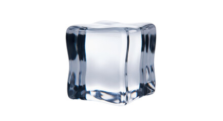 Isolated Ice Cube Close-up. Clean Transparent Frozen Square Piece, Refreshing, Icy Cool