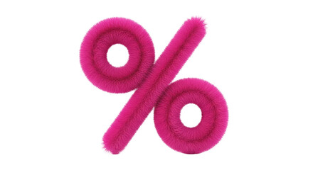 Isolated Fluffy Pink Percentage Sign. Soft and Eye-Catching, Useful Graphic Element