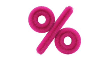 Isolated Fluffy Pink Percentage Sign. Soft and Eye-Catching, Useful Graphic Element