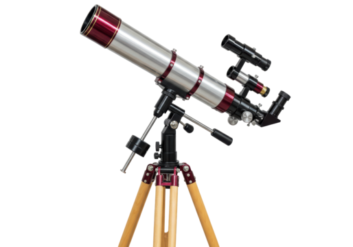 Isolated Refractor Telescope on Tripod for Astronomy or Stargazing Science Tool Setup
