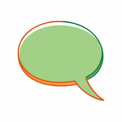 Fototapeta premium Hand-drawn green speech bubble with a colorful bold outline. Casual sketch doodle style vector flat illustration for communication and dialogue