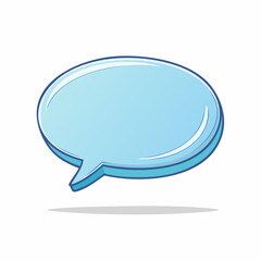 Naklejka premium Glossy blue speech bubble in a hand-drawn doodle style. Vector flat illustration with a bold sketchy outline, perfect for communication graphics