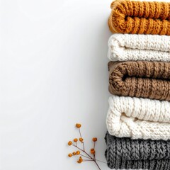 Stacked Knitted Sweaters in Warm Autumnal Colors
