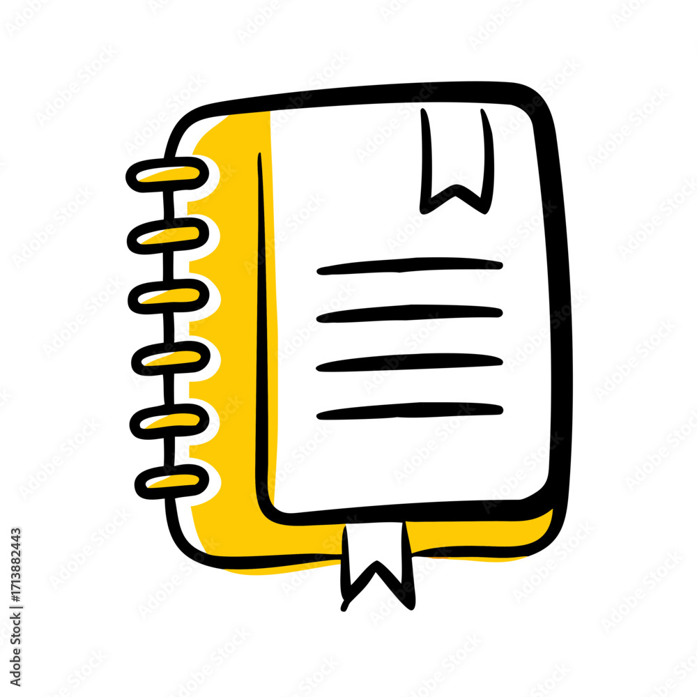 Poster notebook diary with bookmark icon for web and graphic design
