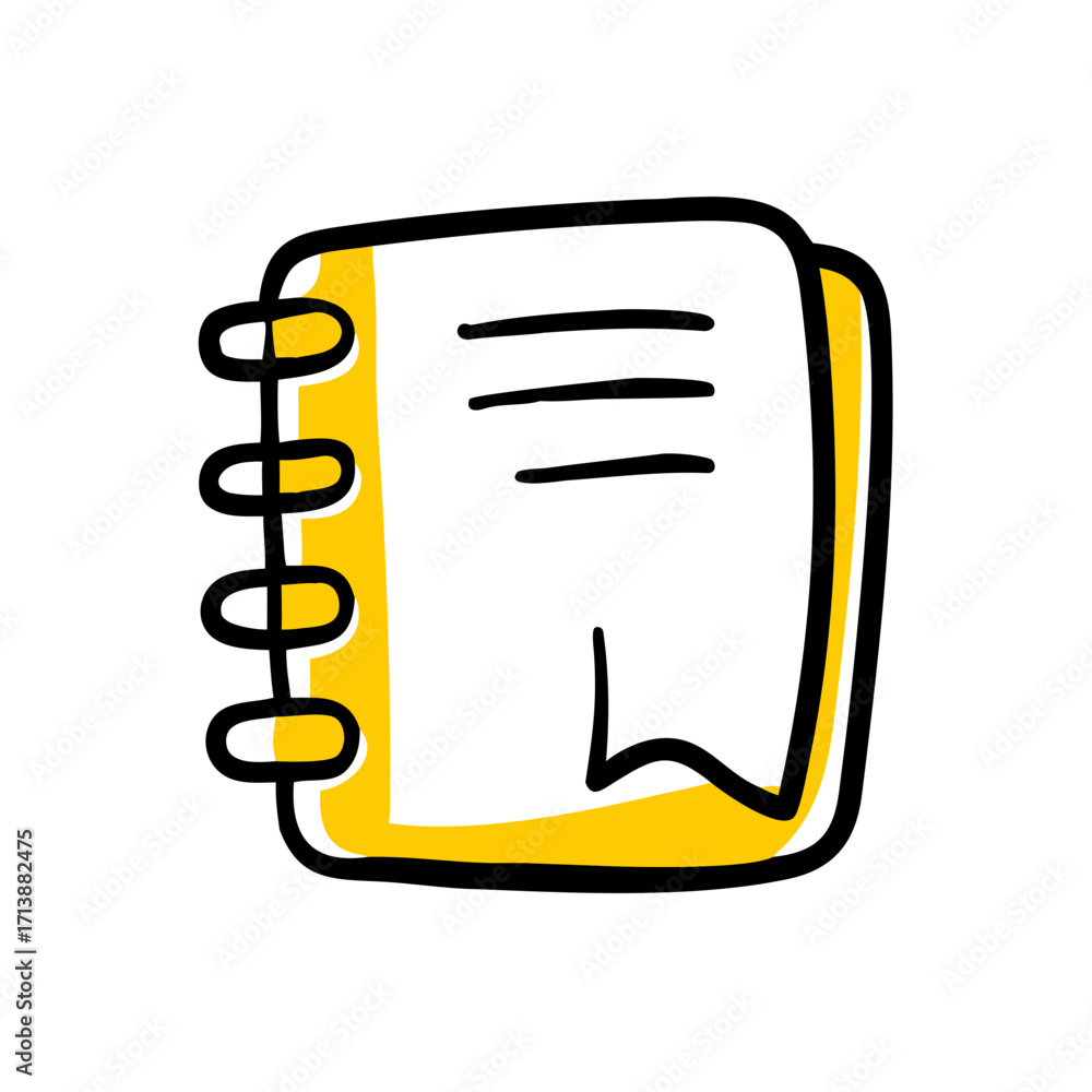 Poster notebook page with bookmark tab icon for web and graphic design