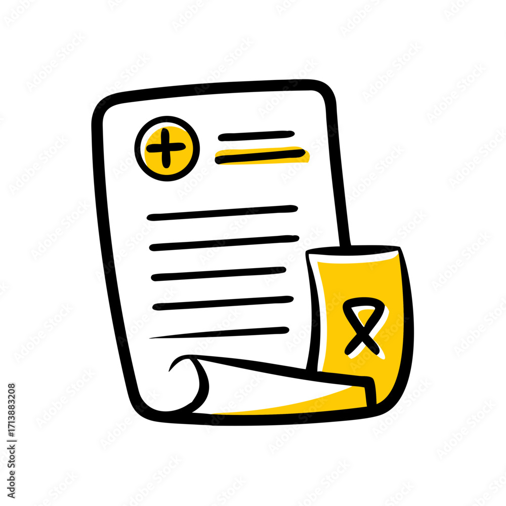 Poster prescription medical file with coverage icon for web and graphic design