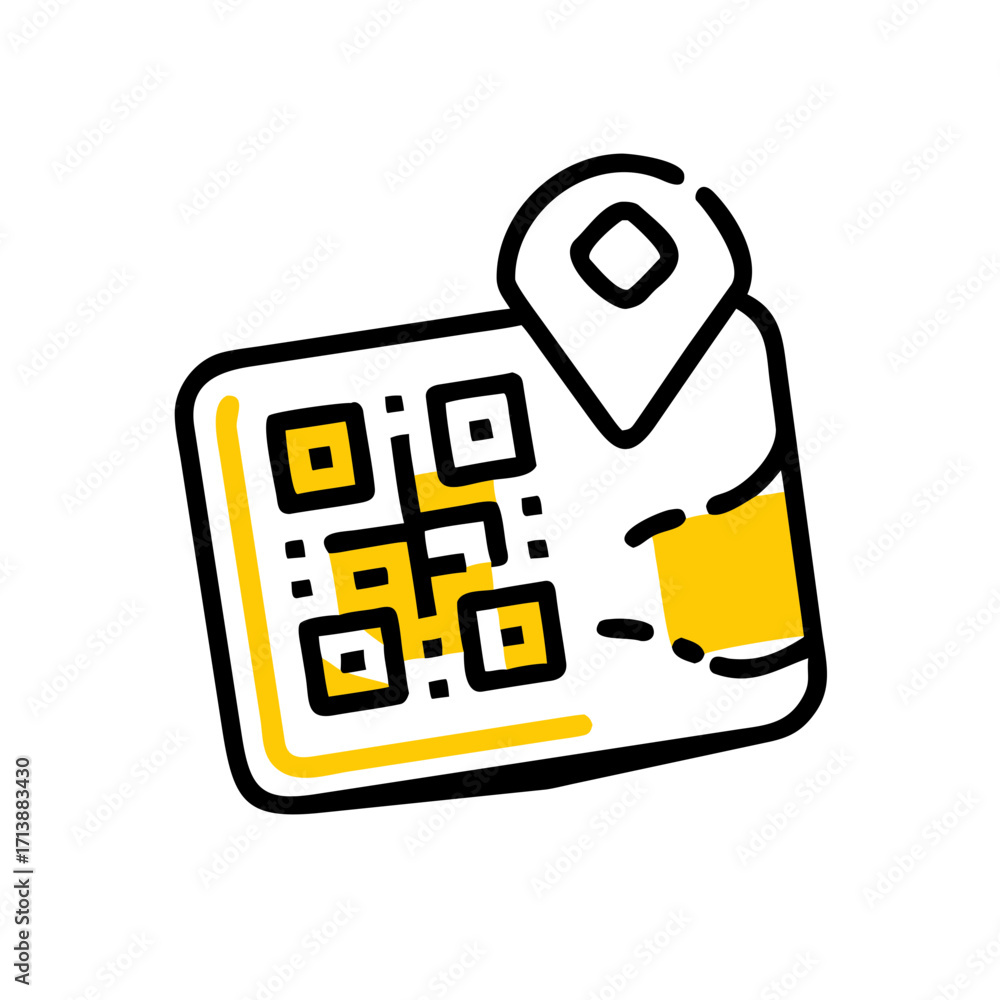 Poster qr code inside loyalty card icon for web and graphic design