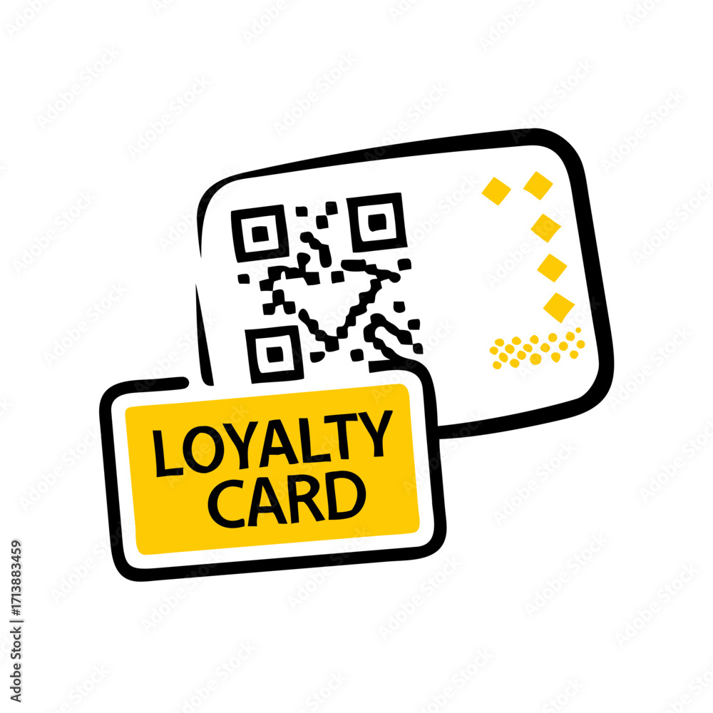 Poster qr code inside loyalty card icon for web and graphic design