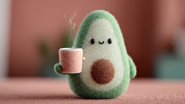Cute avocado with coffee