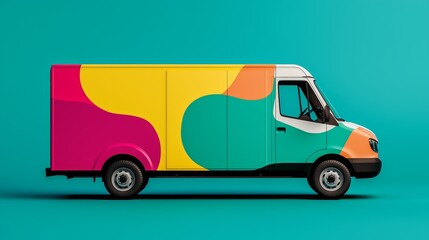 Vibrant Food Truck Concept for Compost Delivery with Bold Colors and Modern Design