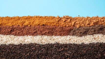 Detailed Cross Section of a Compost Pile Showcasing Various Organic Materials