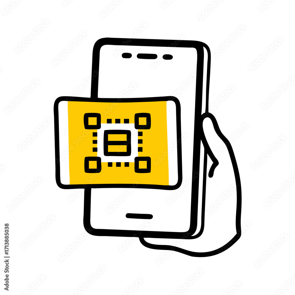 Poster smartphone screen qr code scan icon for web and graphic design