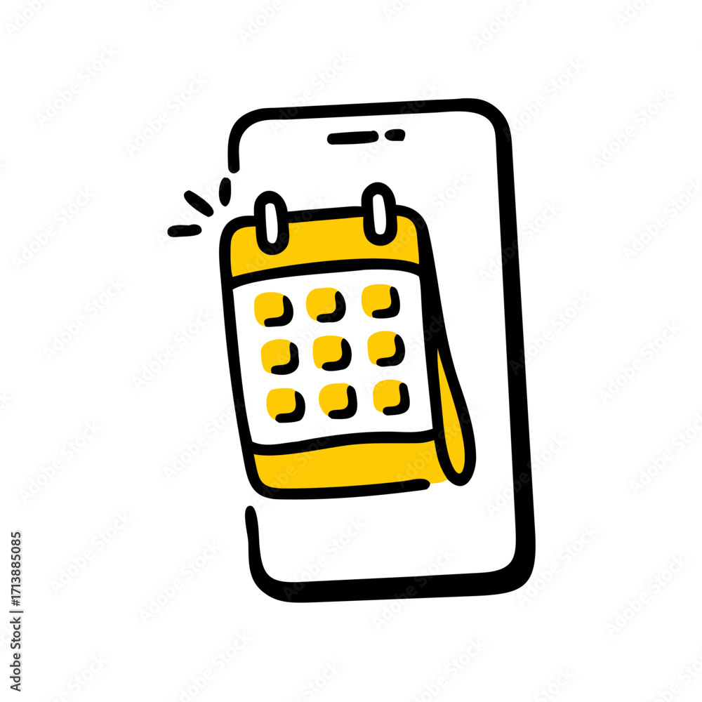 Poster smartphone with calendar date icon for web and graphic design