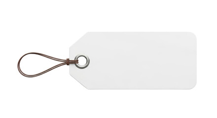 Isolated price tag for merchandise with brown string, retail product, shopping label