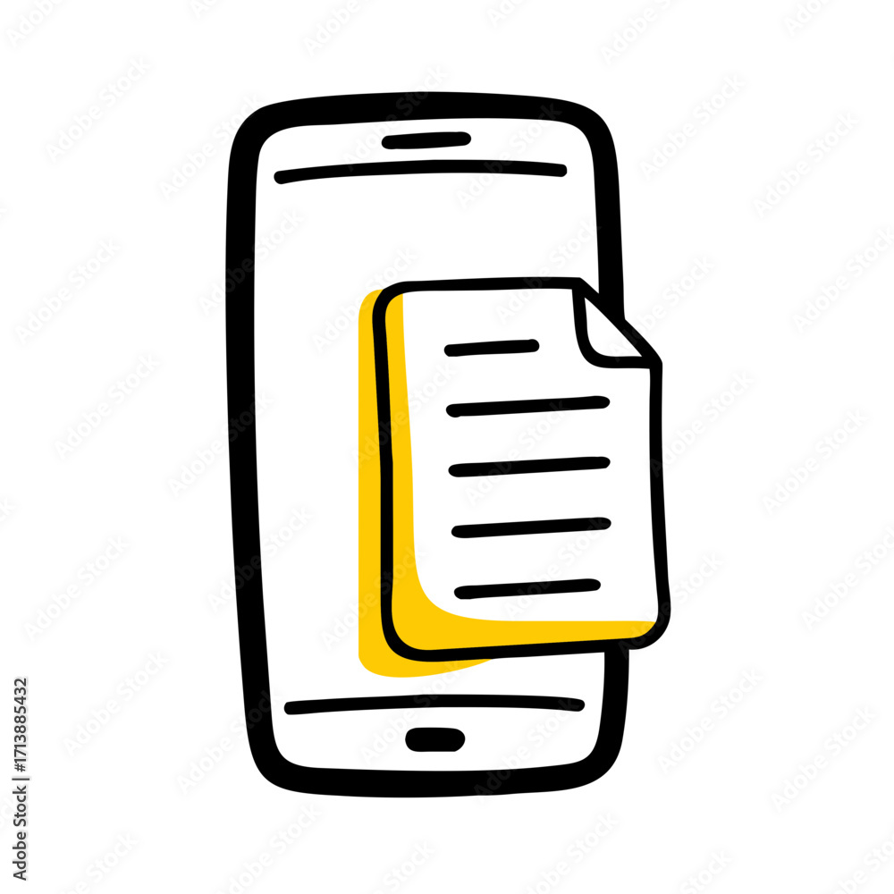Poster smartphone with document text file icon for web and graphic design