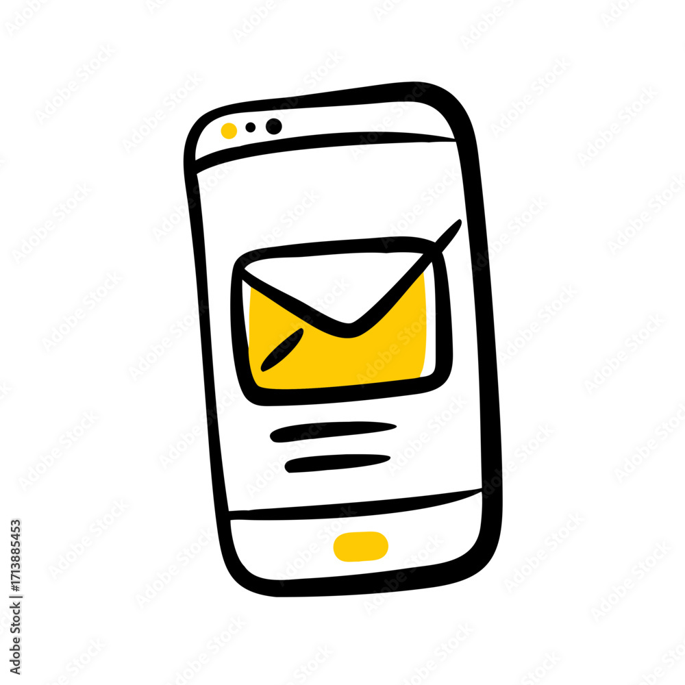 Poster smartphone with email envelope symbol icon for web and graphic design