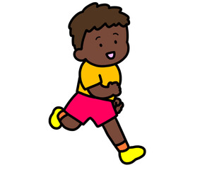 笑顔で走る黒人の男の子