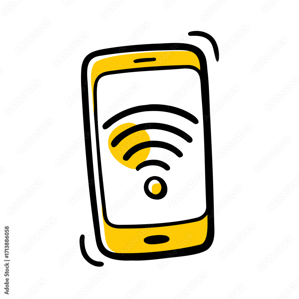 Poster smartphone with wifi wireless signal icon for web and graphic design