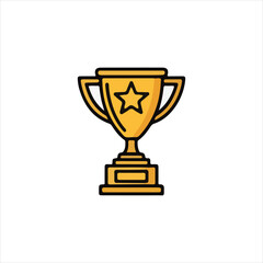 Golden trophy with star, award, achievement, success symbol.