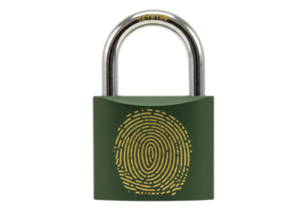 Isolated padlock device with a fingerprint design for digital identity, privacy and security