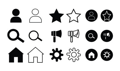 Versatile icon set with diverse color options and typography