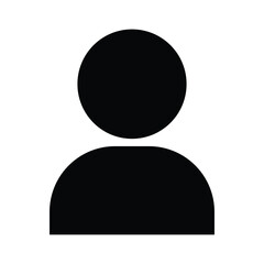 Simple silhouette icon of a person for user profile avatar and account symbol