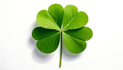 Close-up of a vibrant four-leaf clover