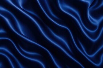 Fototapeta premium Elegant dark blue silk fabric with smooth, flowing drapes and soft folds.