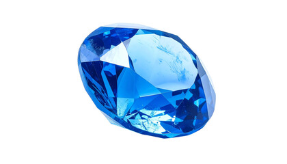 Fototapeta premium A stunning crystal blue gem isolated on solid white background Png