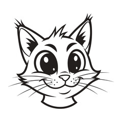 Cartoon Cat Portrait: A charming cartoon cat portrait, perfect for illustration projects. featuring its playful smile, delightful eyes, and a touch of whimsy to capture the viewer's attention.
