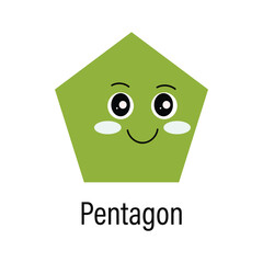 Cute green pentagon with smiling face