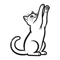  Playful Kitten's Reach: A charming kitten with a raised paw reaches playfully upwards, its whimsical expression conveying an endearing mix of curiosity and amusement.
