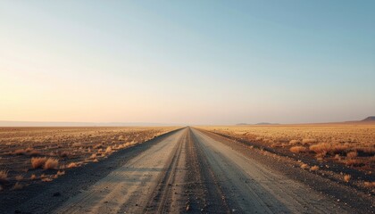 Naklejka premium Faint horizon mirage on a hot plain subtle shimmer and wide negative space representing optical heat effect suitable for science travel and minimalist backgrounds