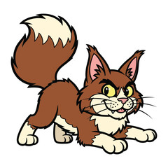 Animated Fierce Cat: A stylized illustration of a fierce feline with animated expression, displaying both playful aggression and determined posture.
