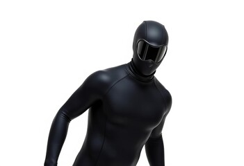 Sleek black neoprene wetsuit, full body, isolated,  safety,  cold water