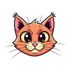 Playful Cat Cartoon Character: A close-up illustration of a charming cartoon cat, with a sly smile and expressive eyes, radiates cuteness and joy, perfect for any playful design.