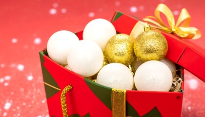 Christmas gift box with ornaments