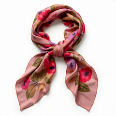 light pink scarf with a floral pattern.