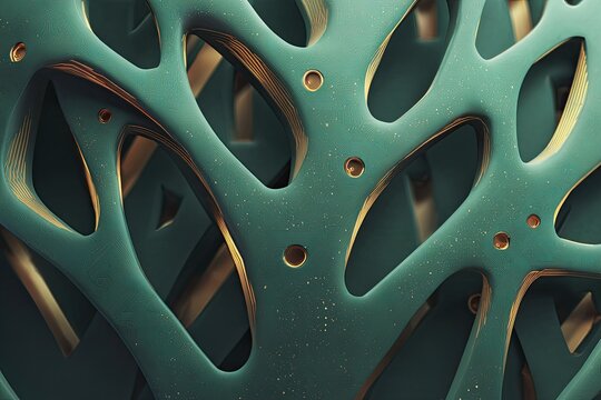 Abstract Teal And Gold Geometric Pattern Design