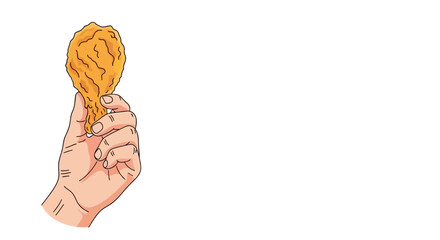 Japanese Fried Snack Illustration – Hand Holding Crispy Famichiki Chicken with Golden Batter for Street Food Poster, Fast Food Menu, and Asian Culinary Advertising