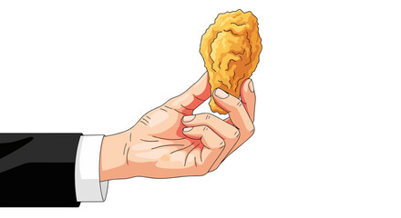 Crispy Famichiki Fried Chicken – Hand Holding Japanese Snack Illustration with Golden Crunchy Texture for Fast Food Advertising, Menu Design, and Asian Culinary Promotion