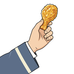 Famichiki Snack in Hand – Japanese Fried Chicken Illustration with Crispy Golden Texture for Fast Food Menu, Convenience Store Promotion, and Asian Culinary Advertising
