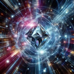 Obraz premium Holographic Platinum Explosion with Quantum Light Flashes