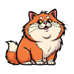 Cute Cartoon Cat: A charming and friendly cartoon cat with vibrant orange fur, a fluffy tail, and an endearing smile, emanating warmth and playful happiness.